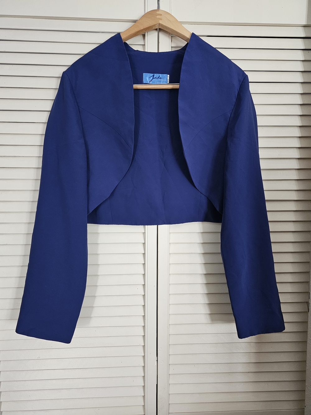 Jade Navy Cropped Open-Front Blazer